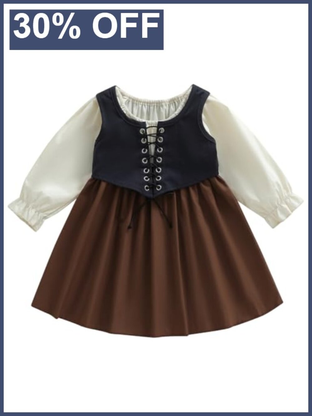 Toddler Girls Medieval Renaissance Dress Long Sleeve Corset Vintage